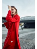 Trapezoidal dress with a wide turtleneck, red FI699 - Online store - Boutique